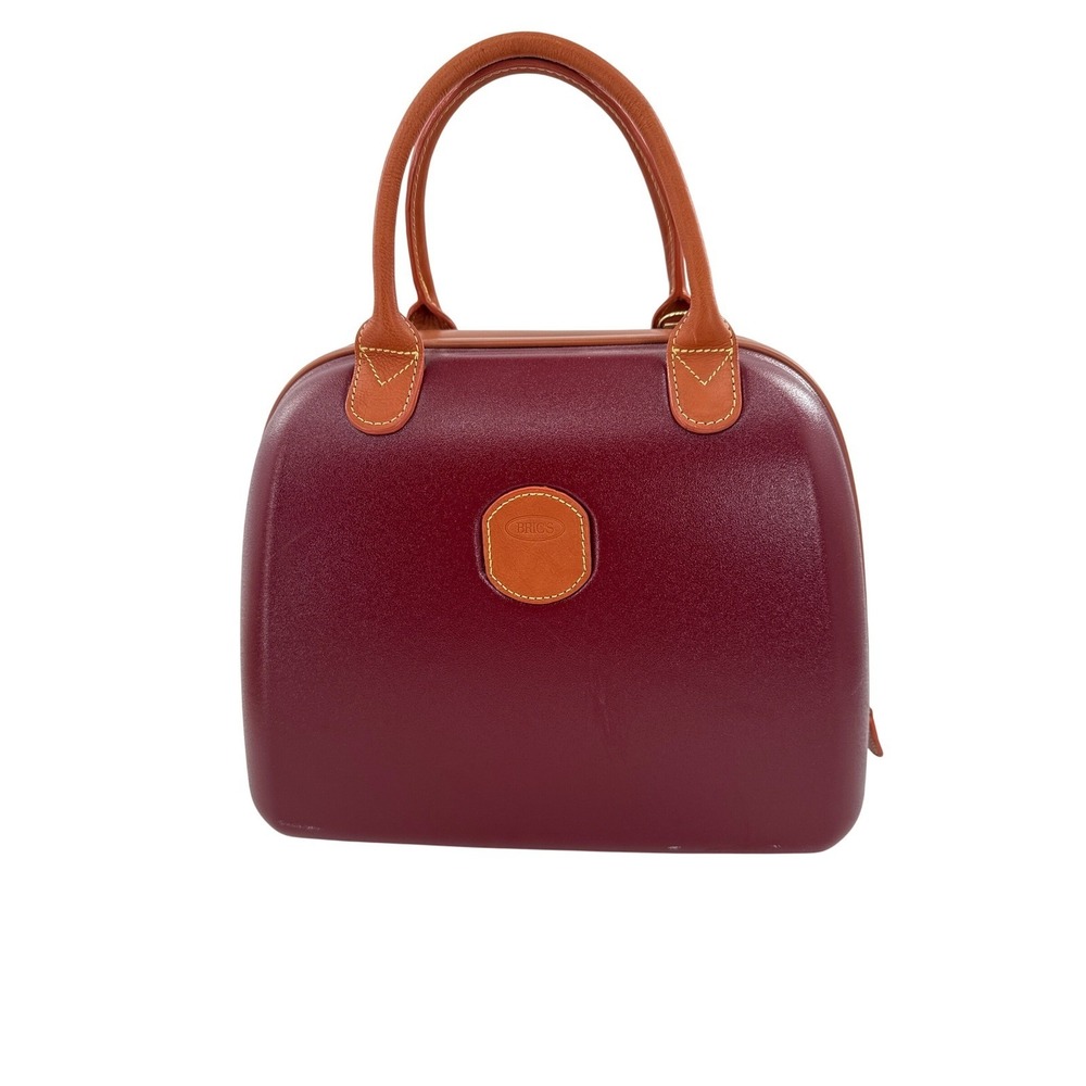 BRICS Firenze Tuscan Train Case Burgundy Leather Trim Vanity Cosmetic Travel Bag
